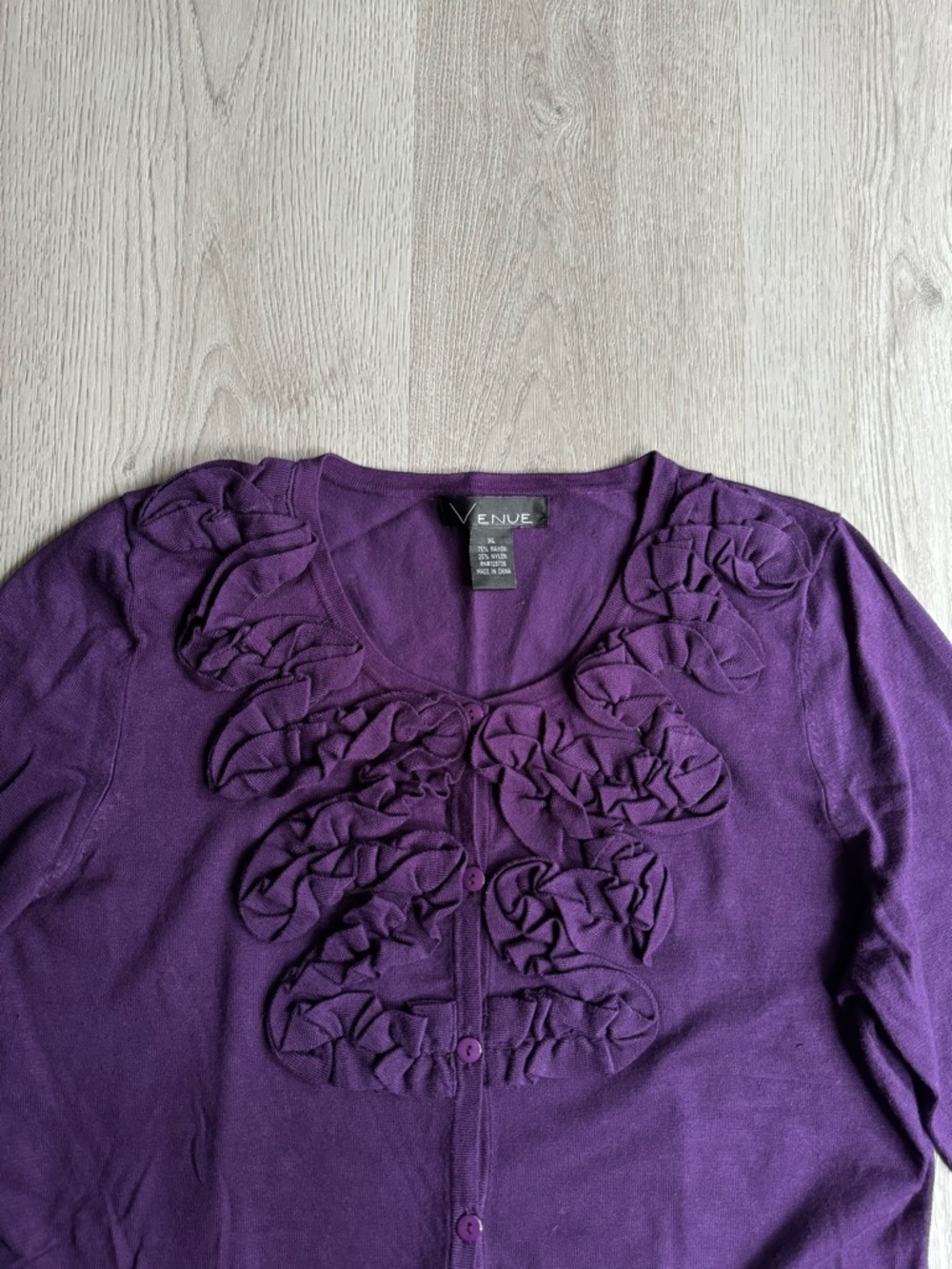 Venue Ruffle Neckline Cardigan Sweater - Picture 3 of 4
